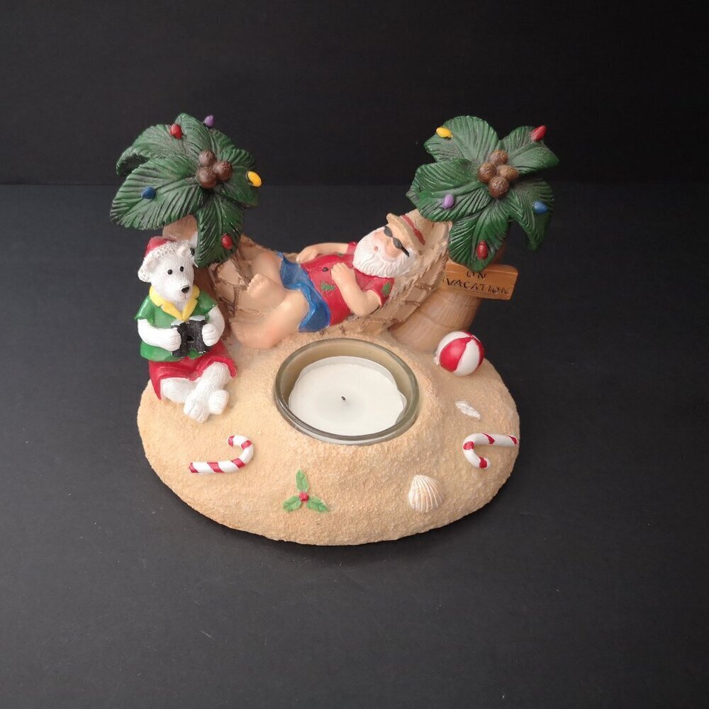 Yankee Candle Beach Friends Votive Holder Santa/Hammock w/ Polar Bear